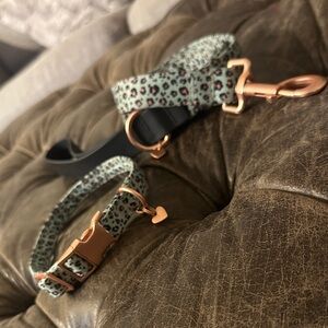 Leopard Print Dog Collar and Leash Set